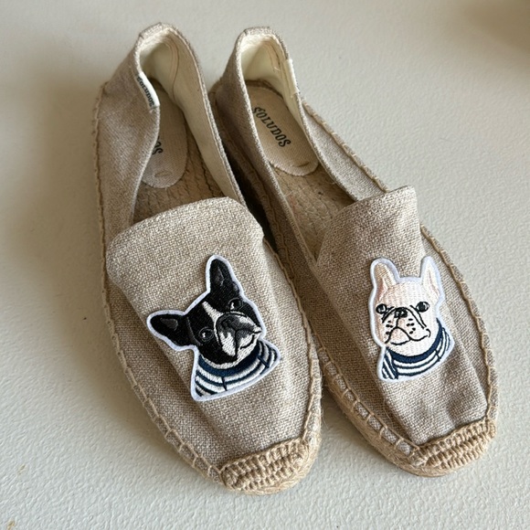 Soludos Teddy & Gigi Espadrilles French Bulldog Frenchie Slip Ons Women’s Size 8 - Picture 1 of 6